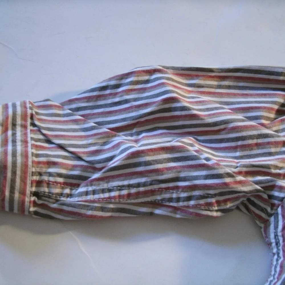 Gymboree Boys Shirt Button Down Oxford Stripe Red Long Sleeve 12-18 Months